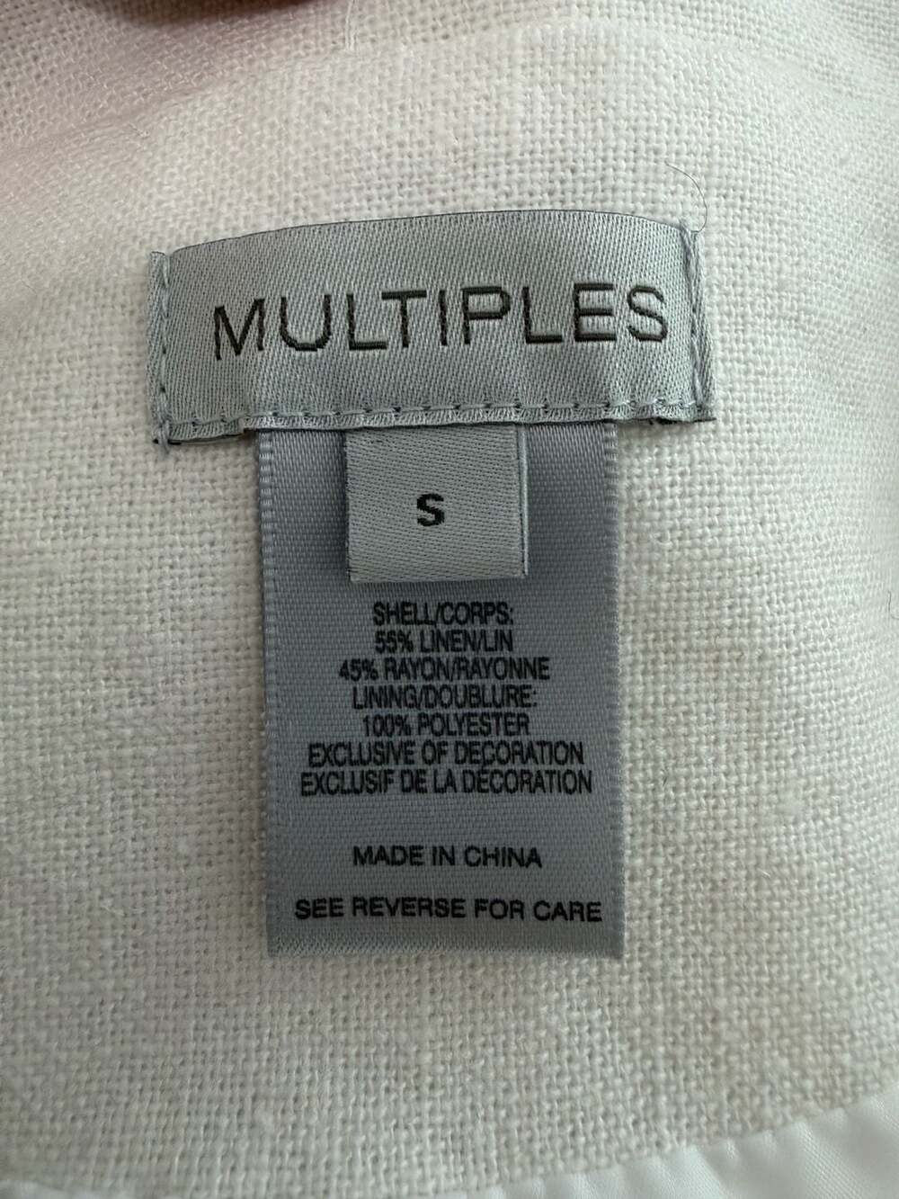 Multiples Ivory Linen Blend Ruffle Trim Mock Neck Coat Jacket Size S - Picture 5 of 6